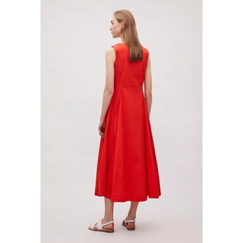 COS Orange Sleeveless Midi Dress 6 - Picture 3 of 8